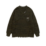 Men's Clothing High Street Arabesquitic Fabric Ripped Sweater - WOMONA.COM