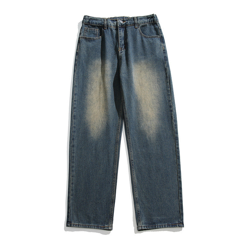 Washed Jeans Herren Frühling American Wide Leg Freizeit