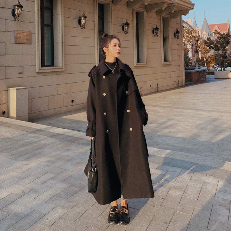 The Knee Minimalist Hepburn Style Woolen Coat