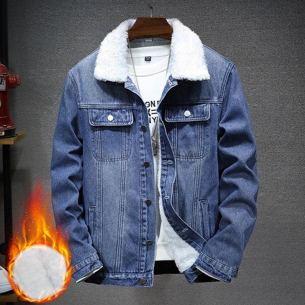 Mens Blue Padded Casual College Jacket - WOMONA.COM