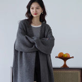 Long Knitted Cardigan Coat Women's Loose Knitted Top - WOMONA.COM