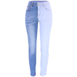 Stretch Contrast Color Straight High Waist Jeans For Women - WOMONA.COM