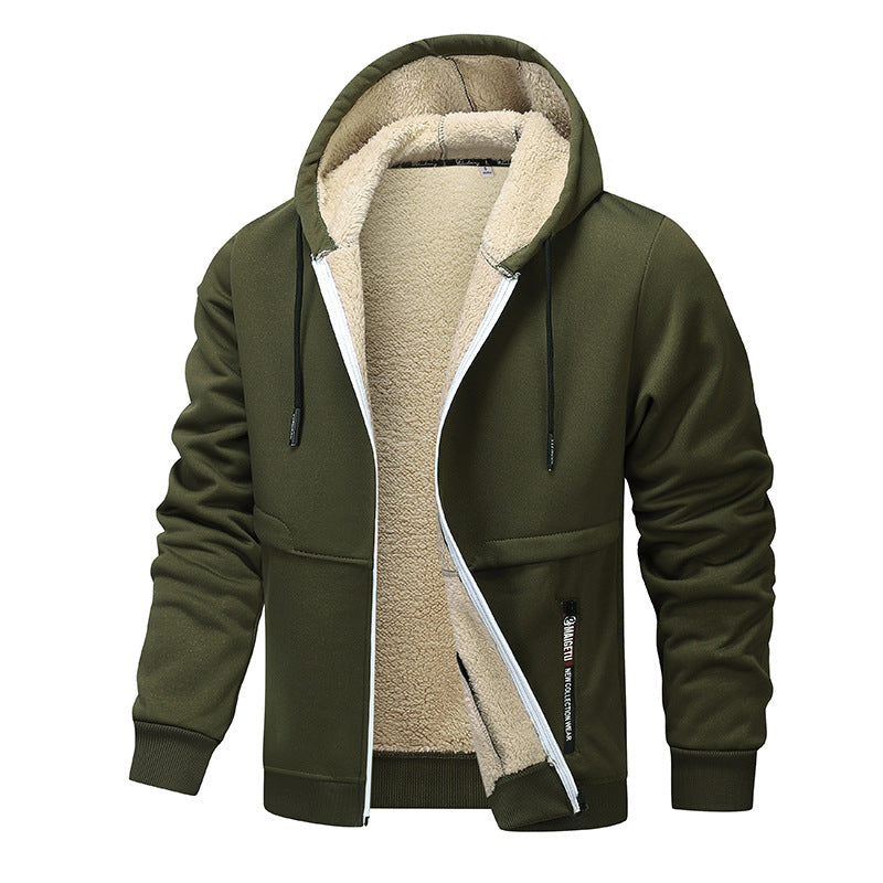 Men's sherpa-style lined zip-up hoodie
