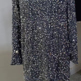 Long Sleeve Loose Sequins Short Spandex Dress - WOMONA.COM