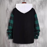 New Plaid Colorblock Long Sleeve Men's Casual Shirt