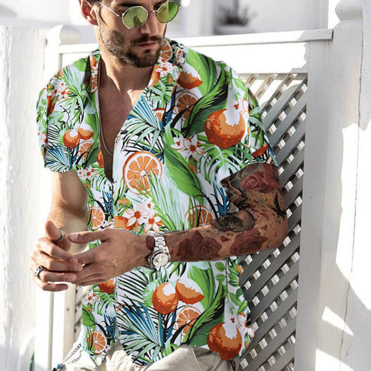 Casual Beach Men's Shirts Hawaiian Lapel Short Sleeves - WOMONA.COM