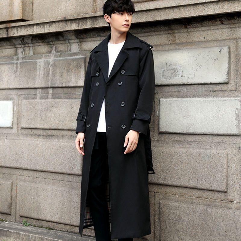 Men's Long Type British Slim-fitting Trench Coat - WOMONA.COM