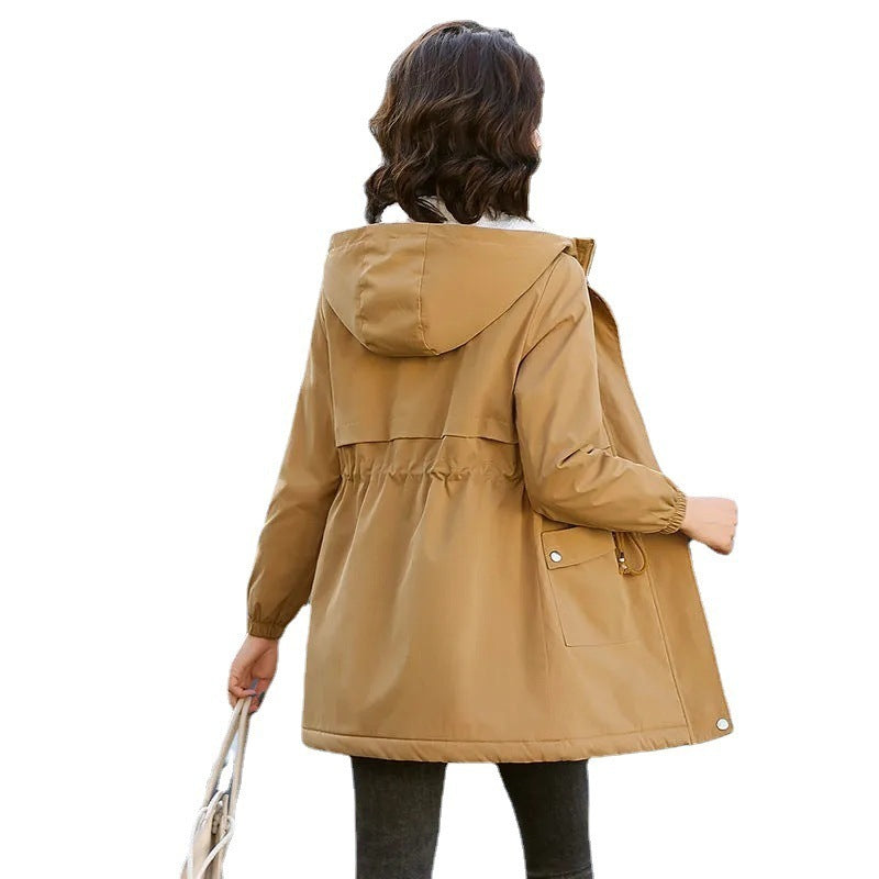 Winter Heavy Industry Fleece-lined Mid-length Trench Coat