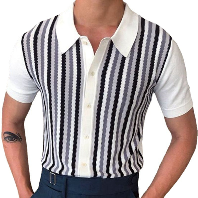 Black And White Stripes Contrast Color Knitwear Men - WOMONA.COM