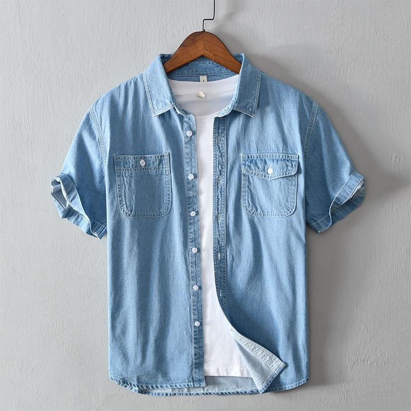 Summer Cotton Denim Shirt Coat For Men - WOMONA.COM