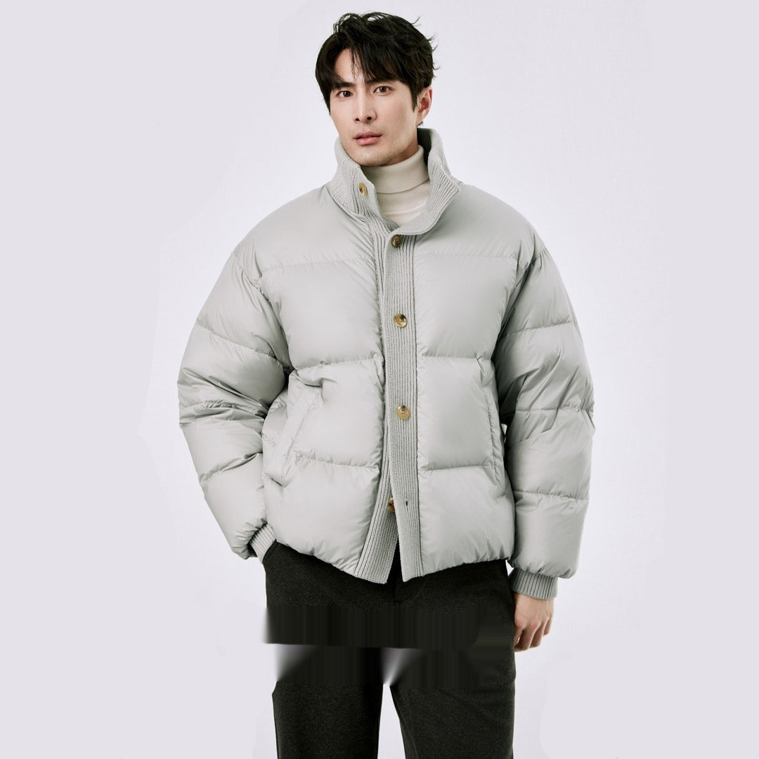 Lightweight White-Duck-Down Stand-Collar Jacket