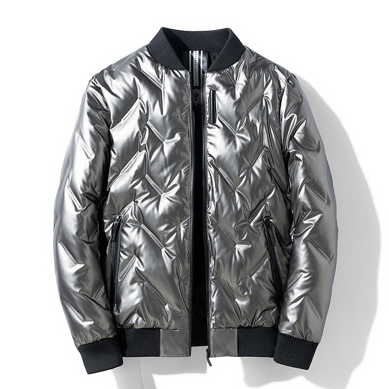 Men's Gloss-Finish White-Duck-Down Jacket