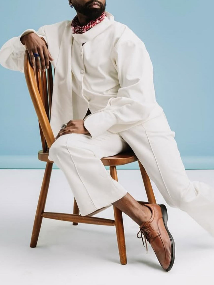 Men's Off-White Oversized Blazer & Pants Set