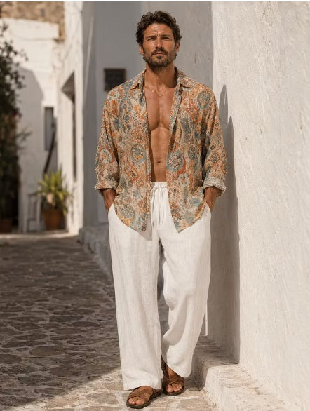 Men's Paisley Medallion Print Resort Shirt