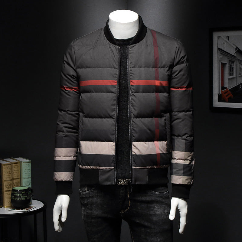 Multi-Pocket White-Duck-Down Lapel Jacket
