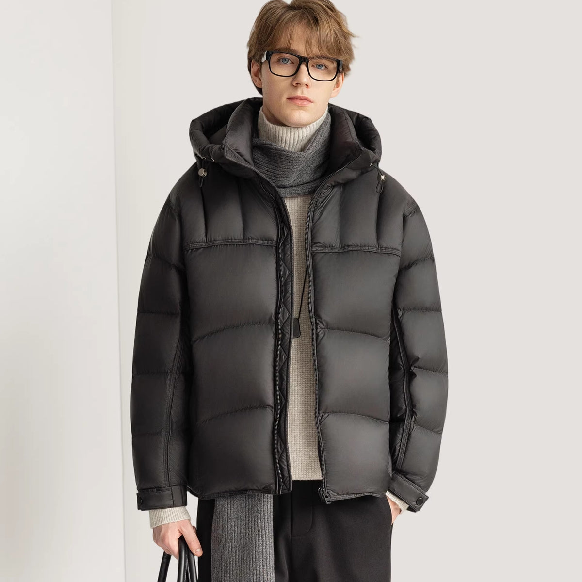 White-Duck-Down Thick Hooded Jacket