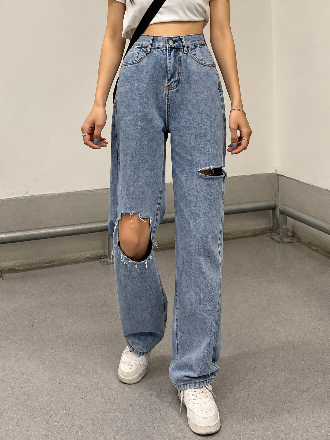 Wide-Leg Loose Straight Pants - WOMONA