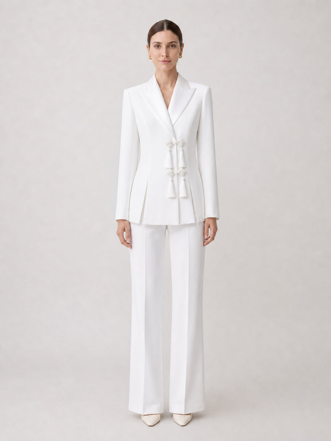 Women's Chinese-Knot Tassel Blazer Suit Set