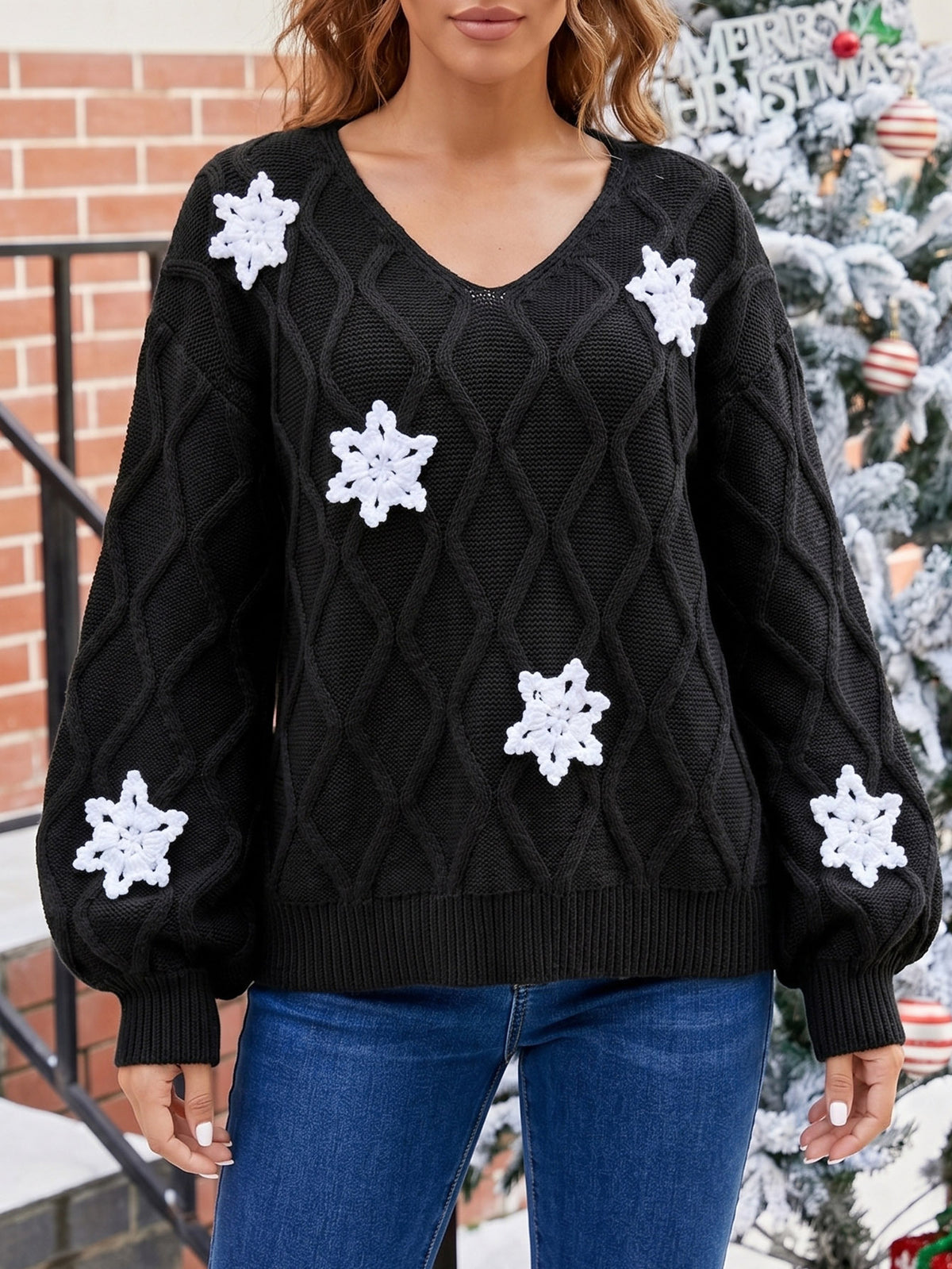 Women's Christmas Argyle Jacquard Sweater - product image 6