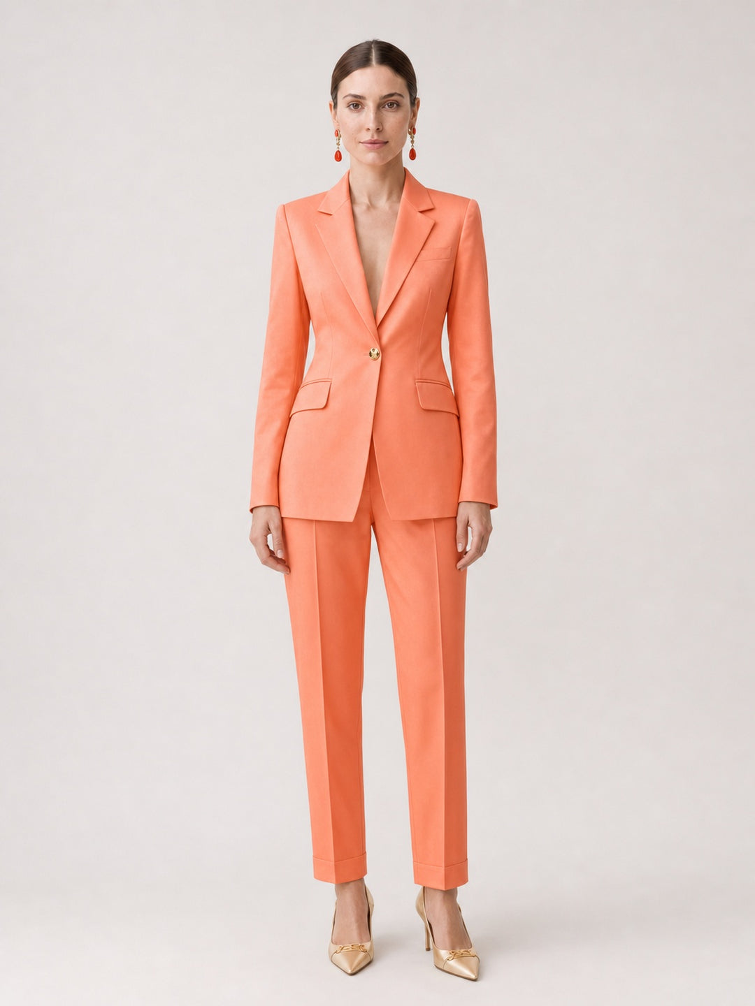 Women's Classic Orange Tailored Pantsuit