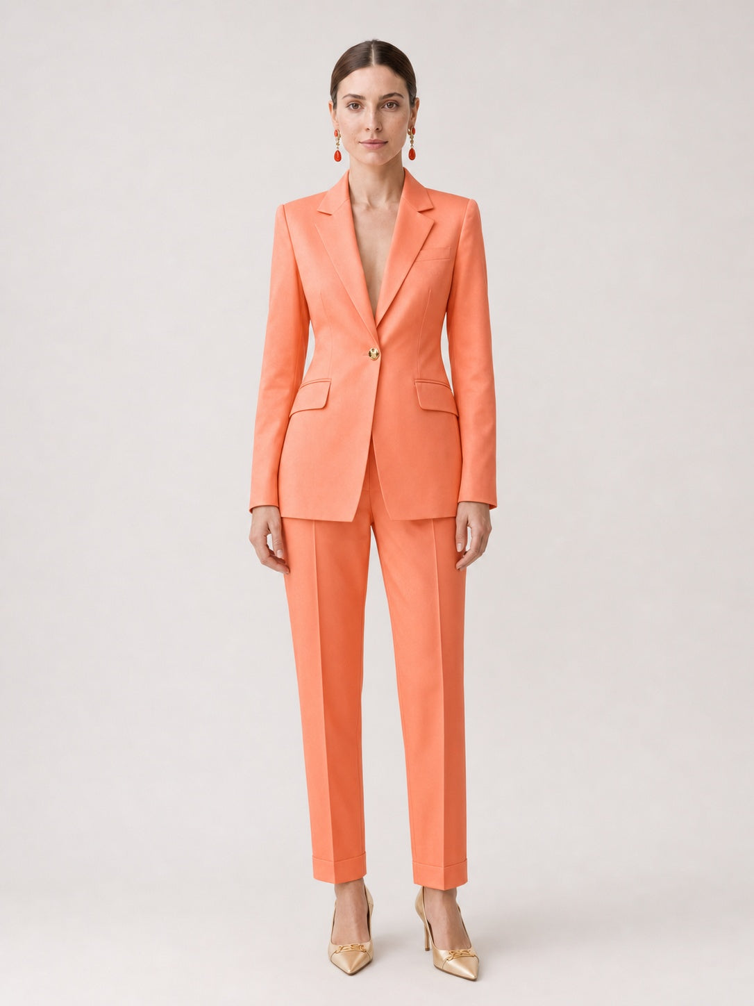 Women's Classic Orange Tailored Pantsuit