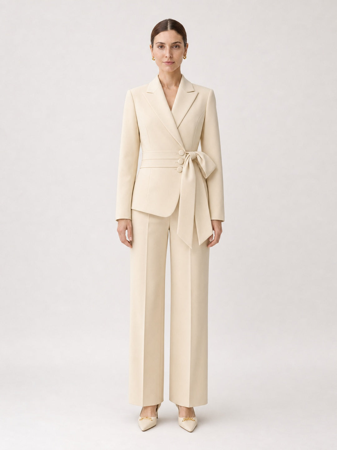 Women's Cream Relaxed Tailored Suit Set