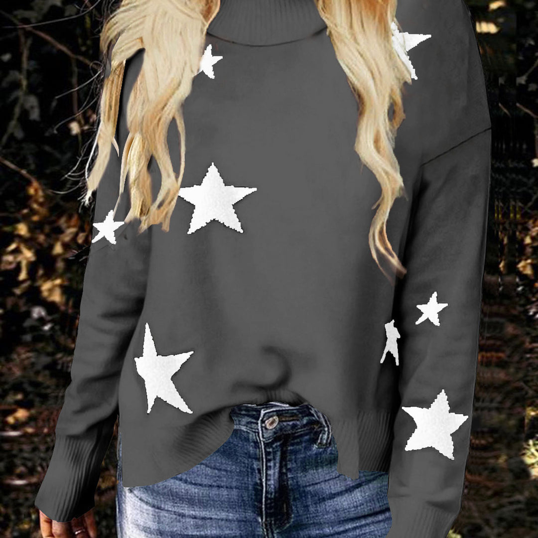 Women's Graphic Turtleneck Knit Sweater