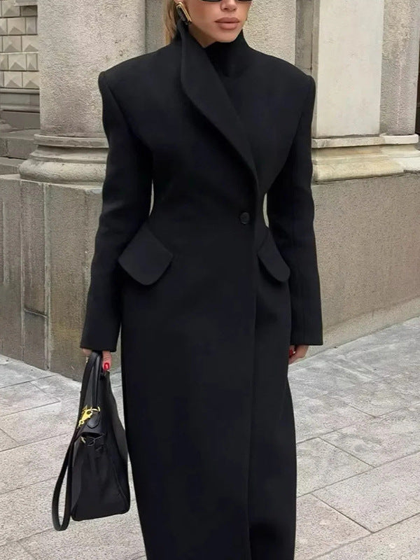Women's Hourglass Longline Tailored Wool-Blend Coat