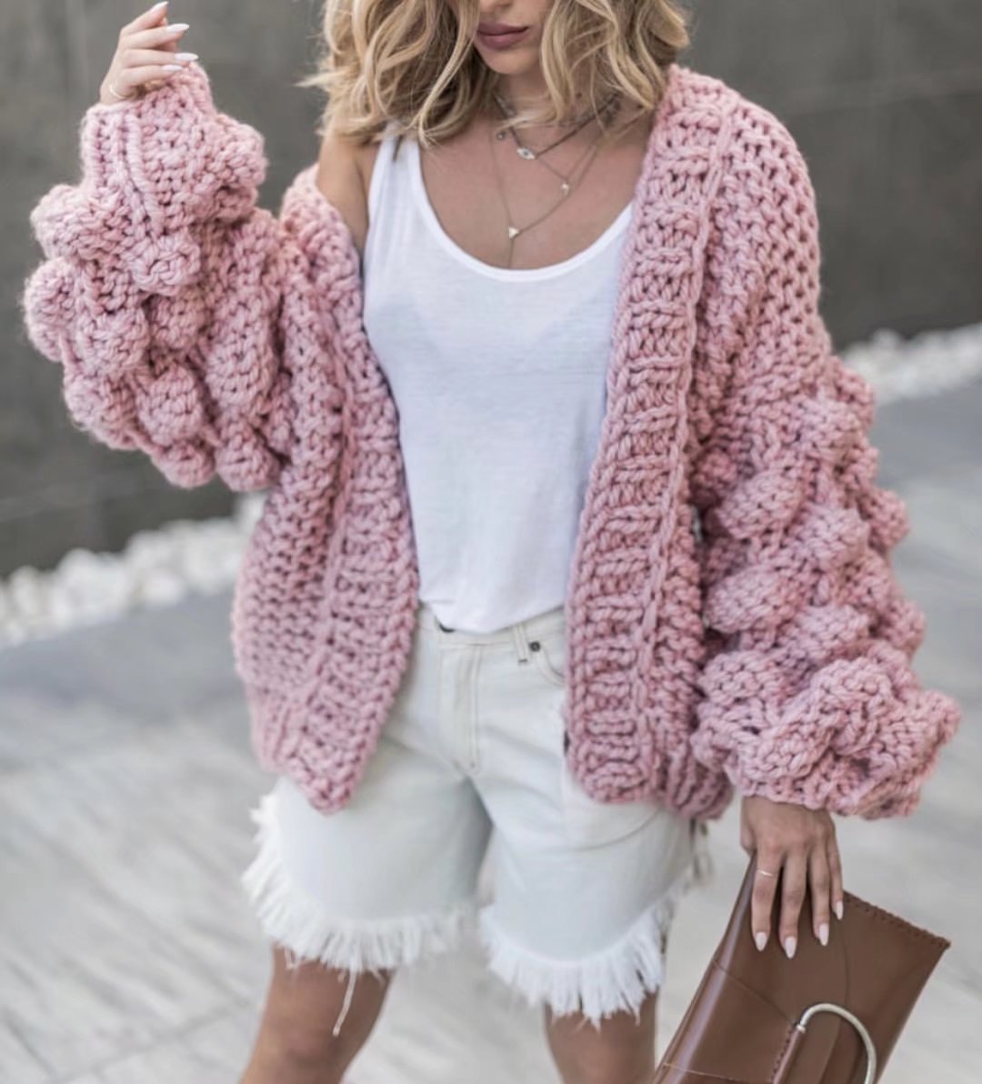Women's Lantern-Sleeve Cardigan