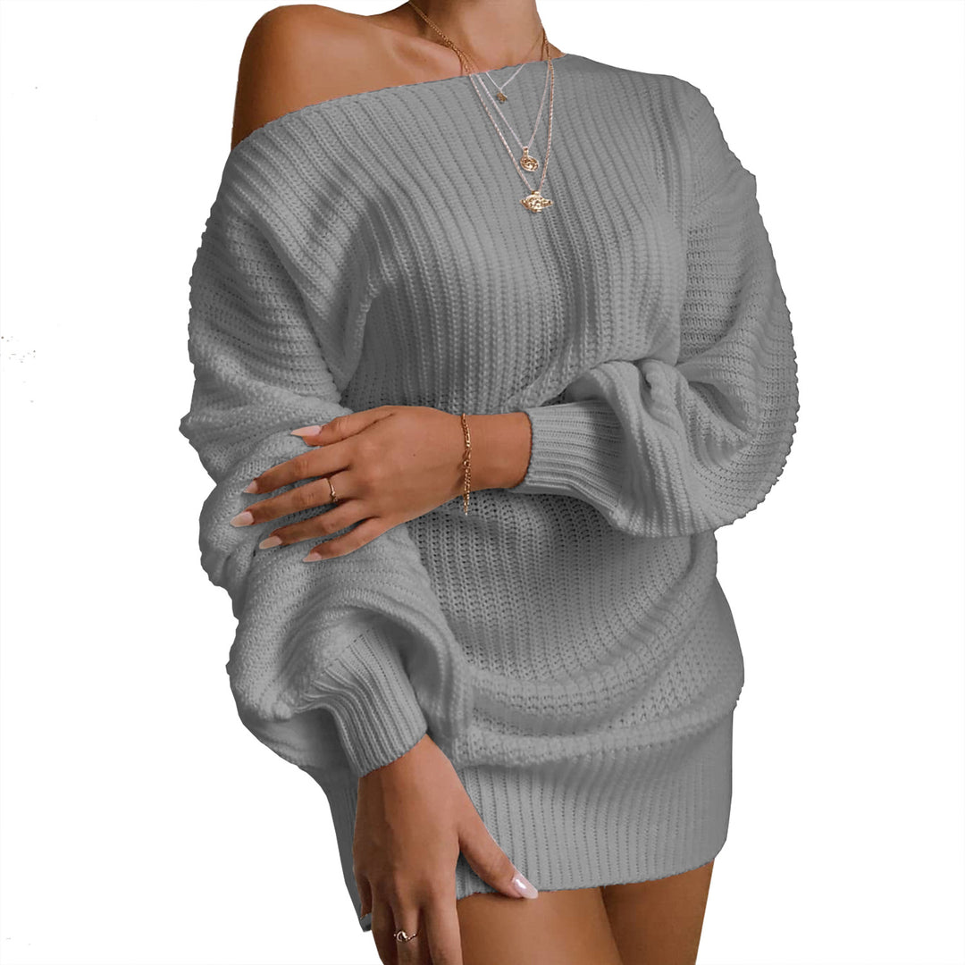 Women's Lantern-Sleeve Knitted Wool Dress