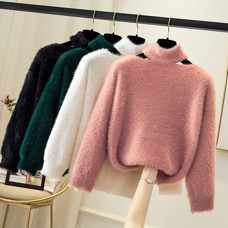 Women's Lantern-Sleeve Mohair Knit Sweater