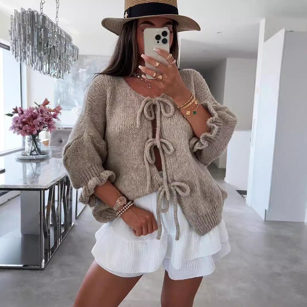 Women's Loose Cardigan Three-Quarter-Sleeve