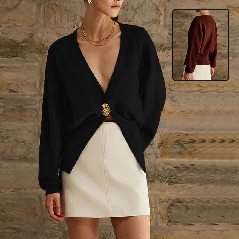 Women's New V-Neck Button Cardigan Fashion Top for