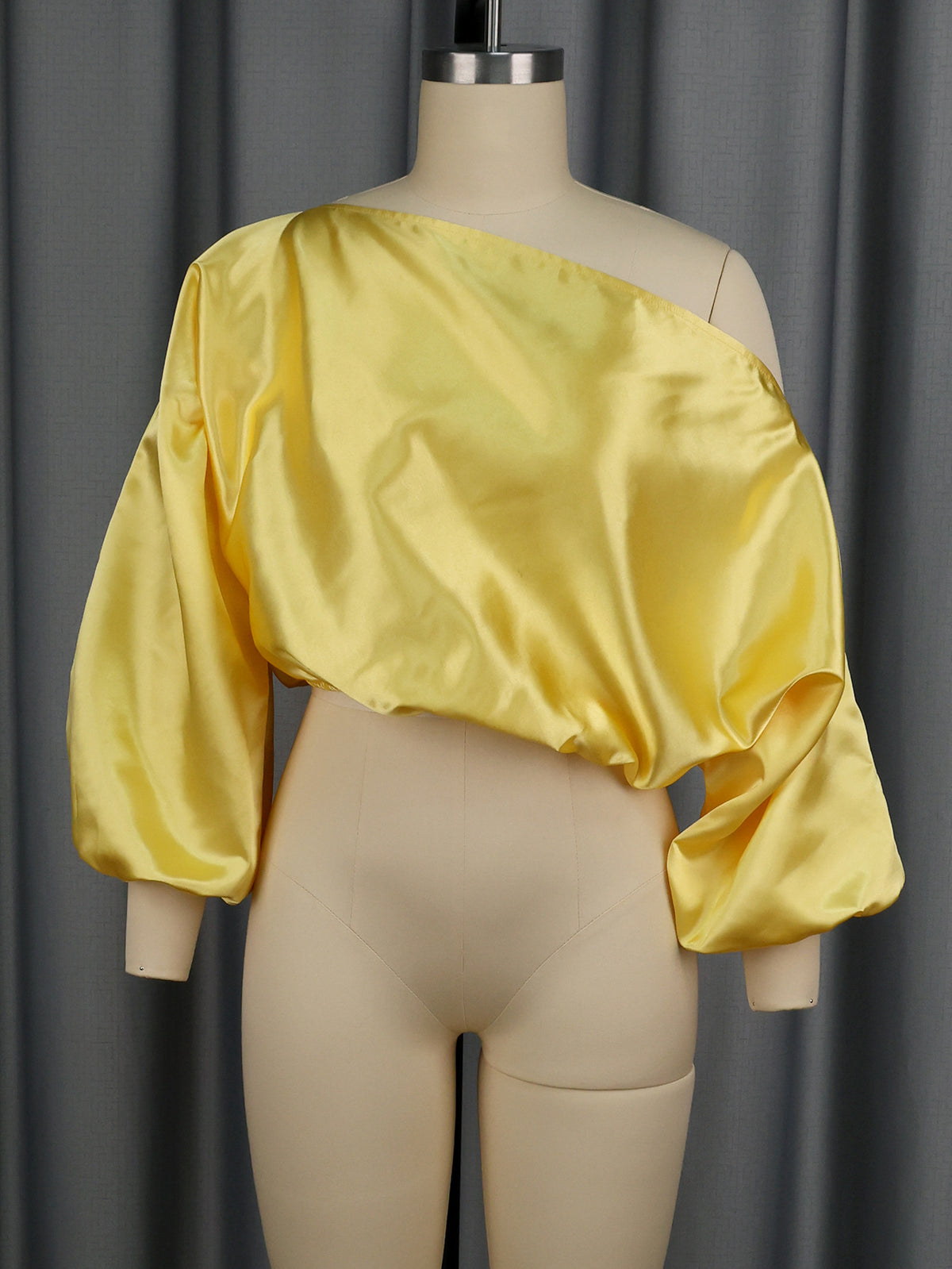 Women's One-Shoulder Balloon-Sleeve Cropped Blouse - product image 9