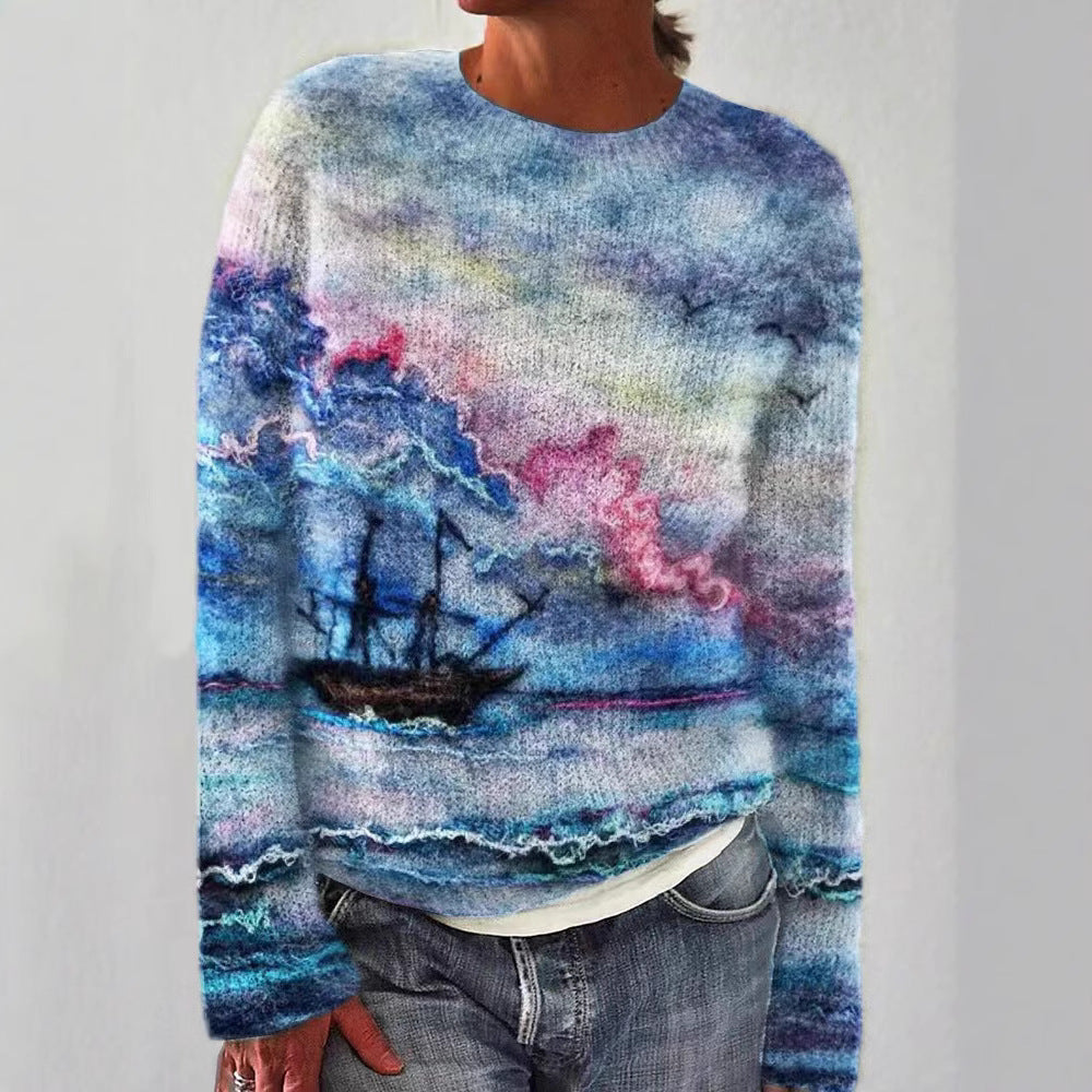 Women's Patterned Casual Pullover Sweater