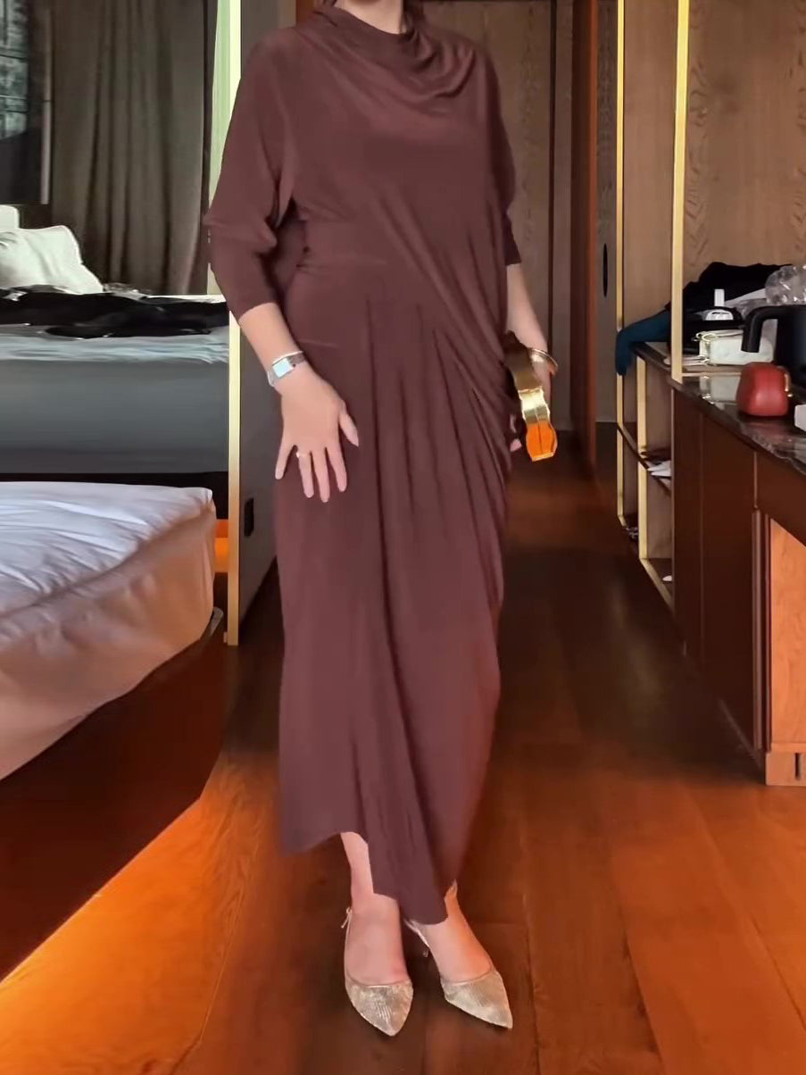 Women's Pleated Tie Top & Midi Skirt Set