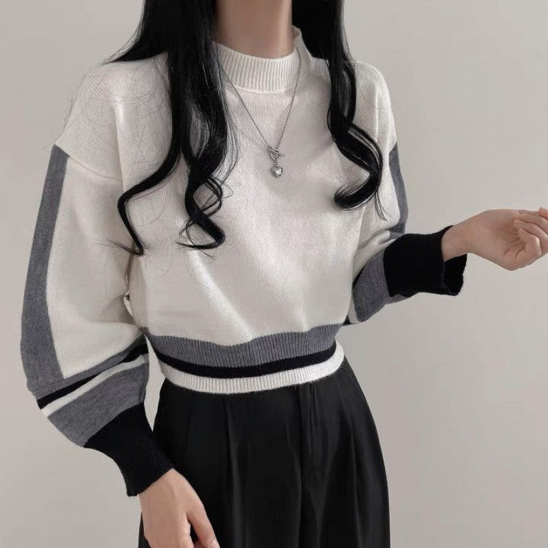 Women's Short Lantern-Sleeve Sweater Loose and Relaxed