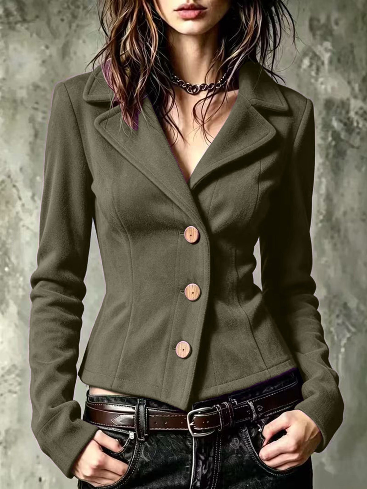 Women's Slim-Fit Suede Button-Down Blazer - product image 2