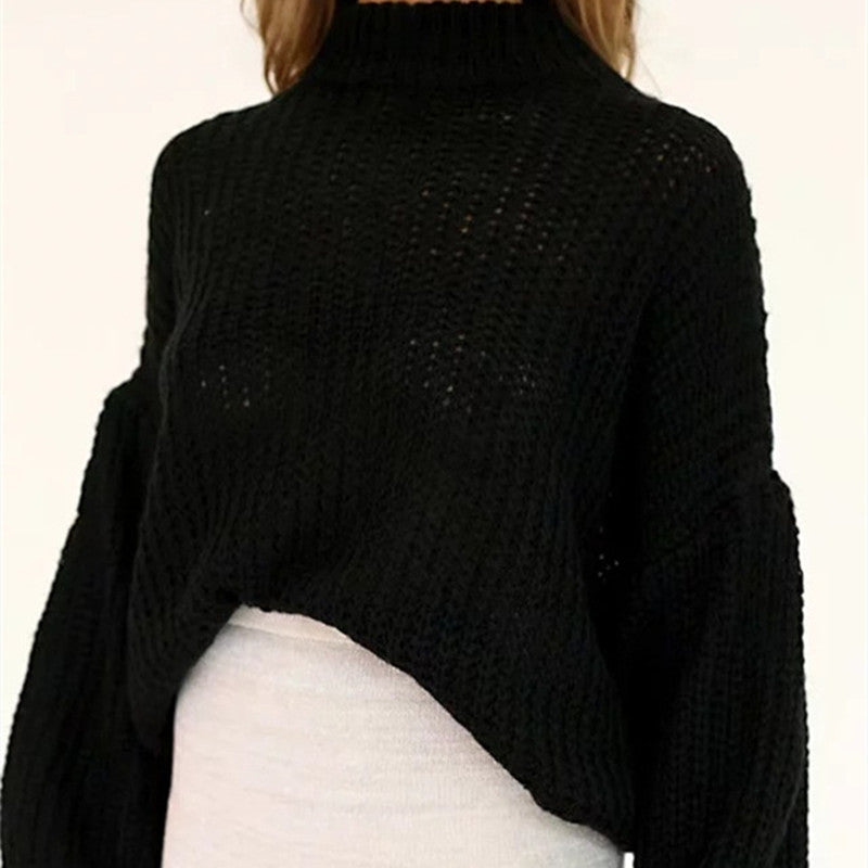 Women's Solid-Color Lantern-Sleeve Sweater - product image 3