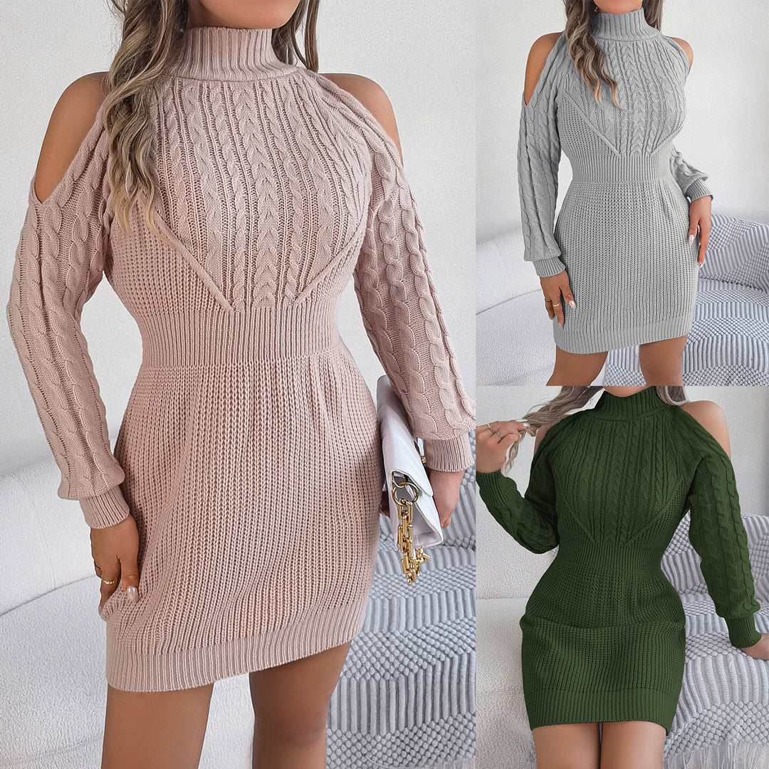 Women's Twist Lantern-Sleeve Package Hip Sweater Dress