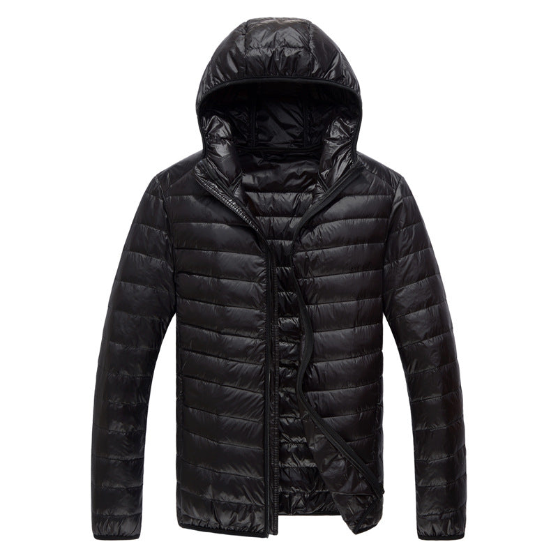 Mens Duck Down Hooded Jacket - WOMONA.COM