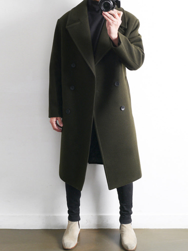 Woolen Men's Mid-length Trench Coat - WOMONA.COM