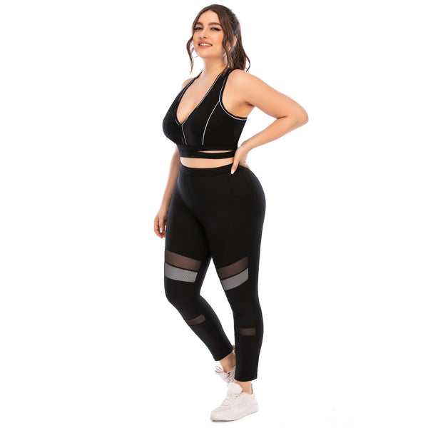 Workout Suits Plus Size Yoga Clothes Tights  Pants - WOMONA.COM