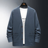 Solid Color V-neck Cardigan - WOMONA.COM