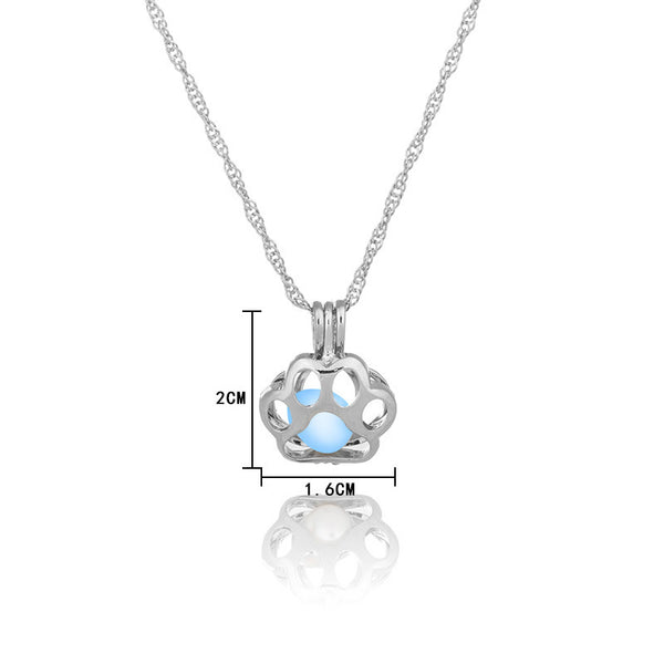 Dog Paw Hollow Luminous Necklace - WOMONA.COM