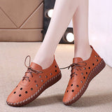 Breathable Hollow Out Lace-up Loafers - WOMONA.COM