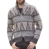 Geometric Jacquard Knitted Cardigan - WOMONA.COM