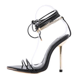 Chain Roman Strap High-heel Sandals - WOMONA.COM