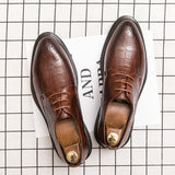 Brown Pointed Toe Formal Leather Shoes - WOMONA.COM