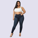 Women's Plus Size Fashion High Elastic Denim Pencil Pants - WOMONA.COM